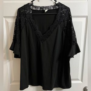 3x plus lacy black blouse